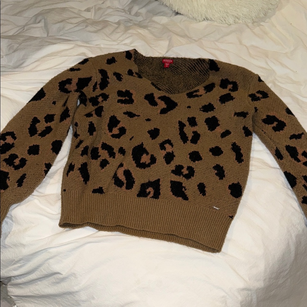 Leopard Print Brown Sweater- Guess size XS